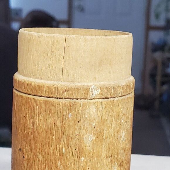 Wooden Round Cylinder Box With Lid Vintage Storage Box 4.5 In - Picture 6 of 12
